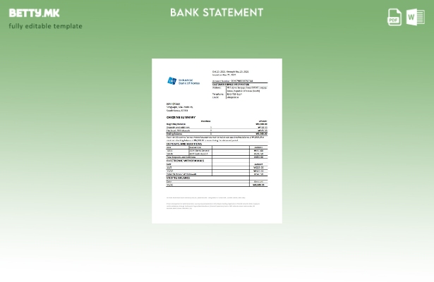 модерен стил Јужна Кореја Индустриски банкарски извод шаблон ексел
